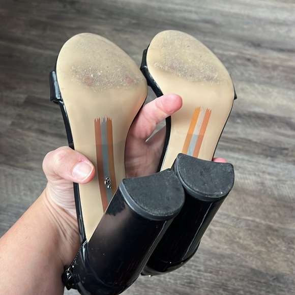 Sam Edelman Women’s Black Patent Leather YARO BLOCK HEEL SANDAL Size 8.5 + - Picture 8 of 9